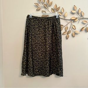 NWOT Banana Republic Olive Leopard Midi Skirt